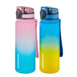 Uzspace 2'li Tritan Matara Seti 500ml Çift Renk Softtouch FF Collection Tritan Su Matarası Pembeyeşil-Sarılacivert