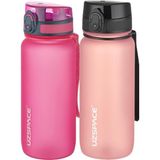 Uzspace 2'li Tritan Matara Seti 650 ml 14 Farklı Renk Seçeneği Fiftyfifty - Pembe