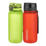 Uzspace 2'li Tritan Matara Seti 650 ml 14 Farklı Renk Seçeneği FiftyFifty Yeşil-FantasyRed