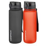 Uzspace 2'li Tritan Matara Seti 800 ml 14 Farklı Renk Seçeneği FiftyFifty Siyah-FantasyRed