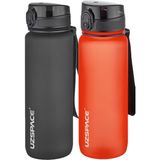 Uzspace 2'li Tritan Matara Seti 800 ml 14 Farklı Renk Seçeneği Fiftyfifty - Siyah - Kırmızı