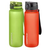 Uzspace 2'li Tritan Matara Seti 800 ml 14 Farklı Renk Seçeneği FiftyFifty Yeşil-FantasyRed