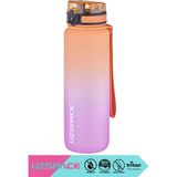 Uzspace 350ML-500ML-800ML-1000ML-1500ML Yeni Koleksiyon Çift Renkli Soft-Touch Serisi Askılı Akıtmaz Motivasyonel Tritan Su Matarası - 1 lt - Turuncu - Mor