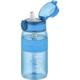 Uzspace 440ML Mini Boy Silikon Gövde Pipetli (Isırılmaz) Tritan Su Matarası - Açık Mavi