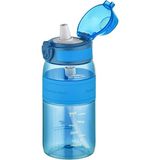 Uzspace 440ML Mini Boy Silikon Gövde Pipetli (Isırılmaz) Tritan Su Matarası - Koyu Mavi
