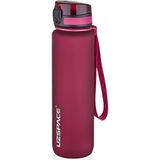Uzspace 500ML-650ML-800ML-1000ML Klasik Soft-Touch Serisi Askılı Akıtmaz Tritan Su Matarası - 1 lt - Koyu Kırmızı