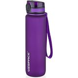 Uzspace 500ML-650ML-800ML-1000ML Klasik Soft-Touch Serisi Askılı Akıtmaz Tritan Su Matarası - 1 lt - Mor