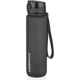 Uzspace 500ML-650ML-800ML-1000ML Klasik Soft-Touch Serisi Askılı Akıtmaz Tritan Su Matarası - 1 lt - Siyah