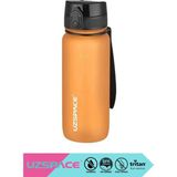 Uzspace 500ML-650ML-800ML-1000ML Yenilenen Renkler Soft-Touch Serisi Askılı Akıtmaz Tritan Su Matarası - 0,65 lt - Turuncu