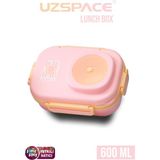 Uzspace 600 ml Çorba Kaseli-Çelik Kaşık Çatallı Paslanmaz Çelik Bento Lunch Box Yeni Nesil Sefer TASI-FFLBOX8021600 - Pembe