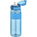 Uzspace 600ML Silikon Gövde Pipetli (Isırılmaz) Tritan Su Matarası - Açık Mavi