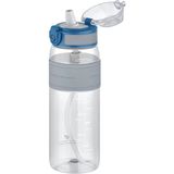Uzspace 600ML Silikon Gövde Pipetli (Isırılmaz) Tritan Su Matarası - Gri