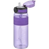 Uzspace 600ML Silikon Gövde Pipetli (Isırılmaz) Tritan Su Matarası - Mor