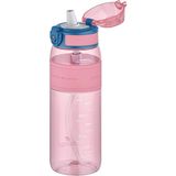 Uzspace 600ML Silikon Gövde Pipetli (Isırılmaz) Tritan Su Matarası - Pembe
