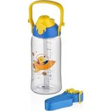 Uzspace 680 ml Pipetli Isırılamaz Desenli Çocuk Su Matarası - Tritan Suluk - Mavi