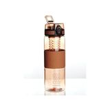Uzspace 700 ml Kahverengi Silikon Kaplı Spor ve Detoks Matara, Tritan Malzeme, Filtreli