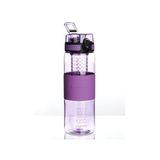 Uzspace 700 ml Mor Silikon Kaplı Spor ve Detoks Matara, Tritan Malzeme, Filtreli
