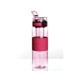 Uzspace 700 ml Pembe Silikon Kaplı Spor ve Detoks Matara, Tritan Malzeme, Filtreli