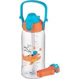 Uzspace 730 ml Tritan Tek Kapak Çift Kullanım Pipetli/pipetsiz Askı Aparatlı Tritan Çocuk Su Matarası - Turuncu