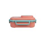 Uzspace Bento 1100ml Lunchbox Tek Katlı 3 Bölmeli Kaseli Çelik Sefer Tası Yemek Kutusu (Turuncu-Turkuaz)