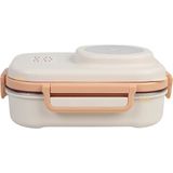 Uzspace Bento 1100ML Lunchbox Yeni Koleksiyon Tek Katlı 3 Bölmeli Kaseli Çelik Sefer Tası Yemek Kutusu - Bej - Açık Kahverengi