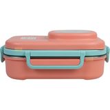 Uzspace Bento 1100ML Lunchbox Yeni Koleksiyon Tek Katlı 3 Bölmeli Kaseli Çelik Sefer Tası Yemek Kutusu - Turuncu - Turkuaz