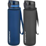 Uzspace Fiftyfifty 2li Set 1000ML 1litre Tritan Su Matarası - Lacivert - Siyah