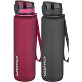 Uzspace Fiftyfifty 2li Set 1000ML 1litre Tritan Su Matarası - Siyah - Kırmızı
