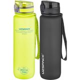 Uzspace Fiftyfifty 2li Set 1000ML 1litre Tritan Su Matarası - Yeşil - Siyah