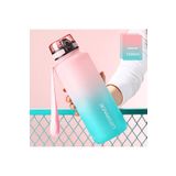 Uzspace Motivasyon Matarası 1500 ml MEGA BÜYÜK BOY Çift Renk 8 Farklı Renk Pembe-Yeşil