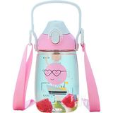 Uzspace Pipetli 500 Ml Boyun Askılı Tritan Çocuk Su Matarası -Kutulu- FFUZ2201500 Pembe