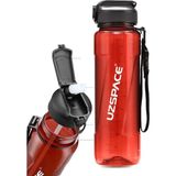 Uzspace Pipetli Kırmızı Tritan Su Matarası 1000 ml BPA İçermeyen Dayanıklı Yapı ile Spor Kullanımı
