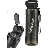 Uzspace Pipetli Su Matarası 1000 ml Siyah Renk Dayanıklı Yapı ile Spor ve Outdoor Kullanım