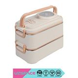 Uzspace Vagonlife Bento 1200ml Lunchbox Yeni Koleksiyon 2 Katlı 4 Bölmeli Mini Kaseli Çelik Sefer Tası Yemek Kutusu Bej-açık Kahve Çok Renkli
