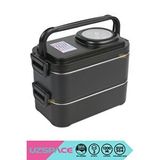 Uzspace Vagonlife Bento 1200ml Lunchbox Yeni Koleksiyon 2 Katlı 4 Bölmeli Mini Kaseli Çelik Sefer Tası Yemek Kutusu Siyah Çok Renkli
