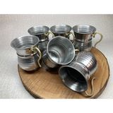 Üzüm Home Krom Dövme Ayran Bardağı 6'lı Set - 6 Adet - Gri - 250 ml