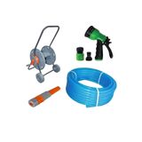 Üzümcü Bahçe Hortum Seti Tekerli Hortum Arabası +Fıskiye Seti +Ayarlı Lens+ 20 Metre Kaliteli Hortum