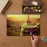 Üzümler - Şarap - Fıçı Tasarımı 240 Parça Ahşap Puzzle Ahşap Kutuda MP01385