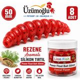 Üzümoğlu Rezene Aromalı Silikon Tırtıl 50MM 8 Adet Alabalık Yemi