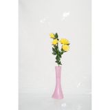 Uzun 4 Başlı Sarı Gül 40 Cm Pembe İşlemeli Derin Desenli Vazo