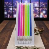 Uzun 6 Adet Neon Renkli Mum 17 cm Mum Renkli Pasta Mumu Neon Renkler Doğum Günü Mumu