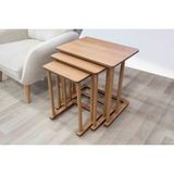 Uzun Aksesuar Ezel Tekerlekli C Zigon Sehpa Açık Meşe MDF Malzeme ile Modern Tasarım 3 Parça Set