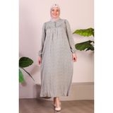 Uzun Anne Giyim Buyuk Beden Kadin Tesettur Elbise - 2XL - Taş