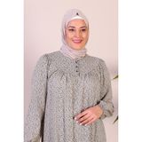 Uzun Anne Giyim Buyuk Beden Kadin Tesettur Elbise - 3XL - Taş