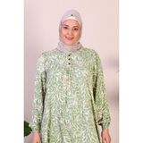 Uzun Anne Giyim Buyuk Beden Kadin Tesettur Elbise - Su Yeşili - 5XL