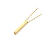 Uzun Bar Dikdörtgen Gold Çelik Erkek Kolye 70cm