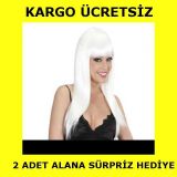Uzun Beyaz Peruk Saç