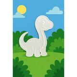 Uzun Boy Dino Figür Boyama Seti – 4 Renk Boya + 1 Fırça | Çocuk Eğitici Hobi Plakası (12 Cm) - Beyaz