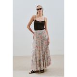 Uzun Büzgülü Şifon Etek Pastel Floral - Karışık - 36