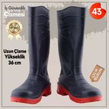 Uzun Çizme İş Güvenlik Çizmesi Numara 43 İnşaat Tarım Bahçe Kimya Petrol Çiftilik Gaz 36 Cm